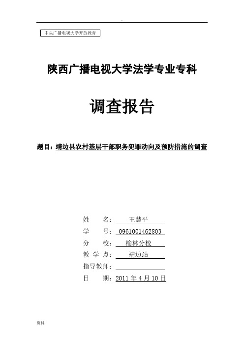 1调查报告靖边县农村乡镇基层干部职务犯罪动向及预防措施的调查