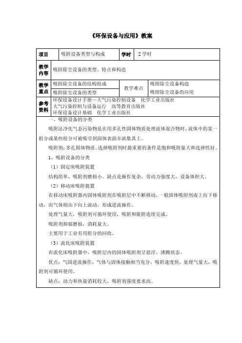 吸附设备类型与构成