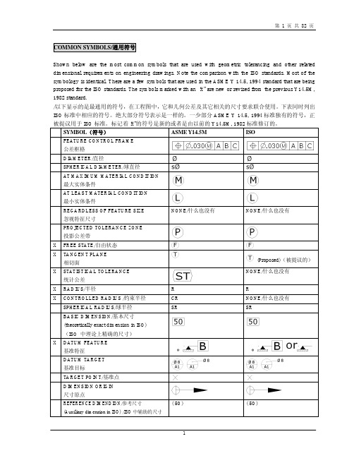 ASME Y14 5M-94 中英文详细对照