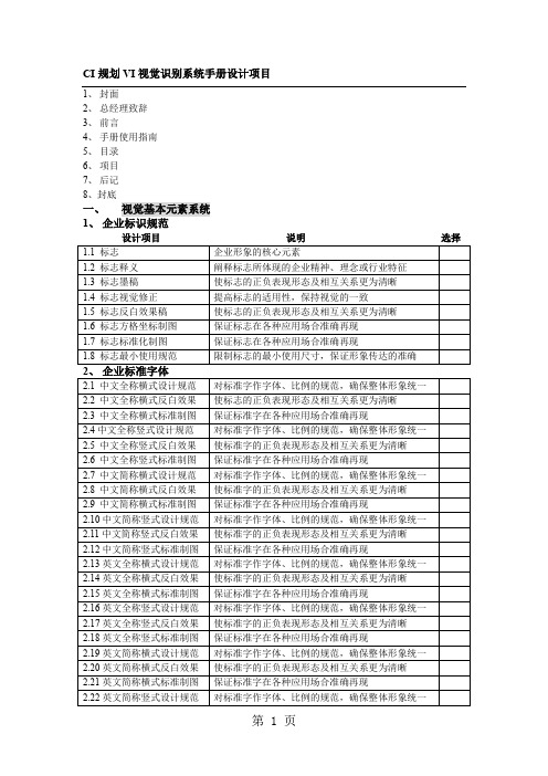 ci规划vi视觉识别系统手册设计项目word资料15页