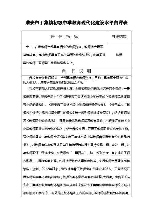 教育现代化建设水平自评表