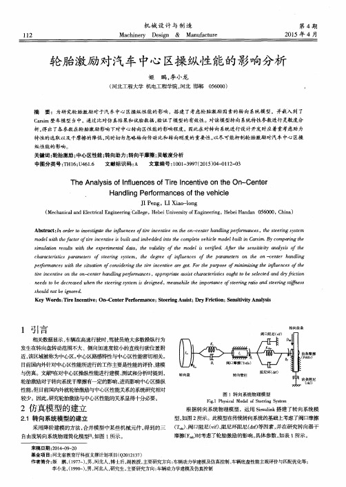 轮胎激励对汽车中心区操纵性能的影响分析