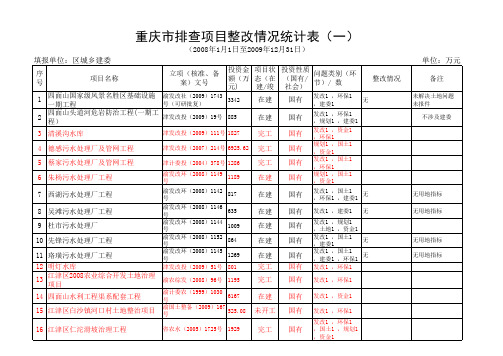 2008至2009重庆市排查项目整改情况表xls