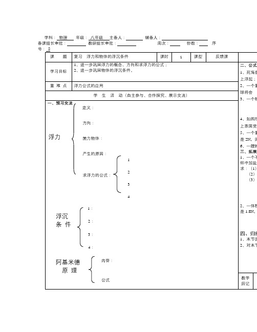 【精选】春北师大版物理八下第八章《压强与浮力》word复习导学案-物理知识点总结