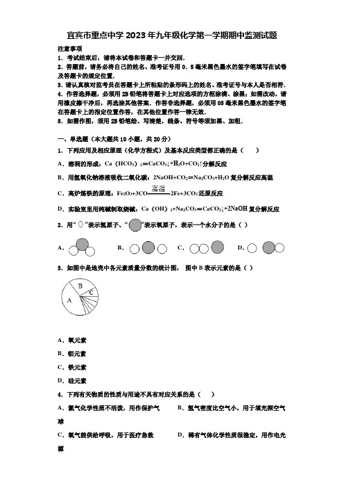 宜宾市重点中学2023年九年级化学第一学期期中监测试题含解析