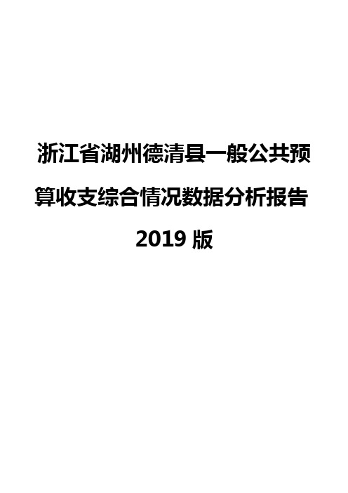 浙江省湖州德清县一般公共预算收支综合情况数据分析报告2019版