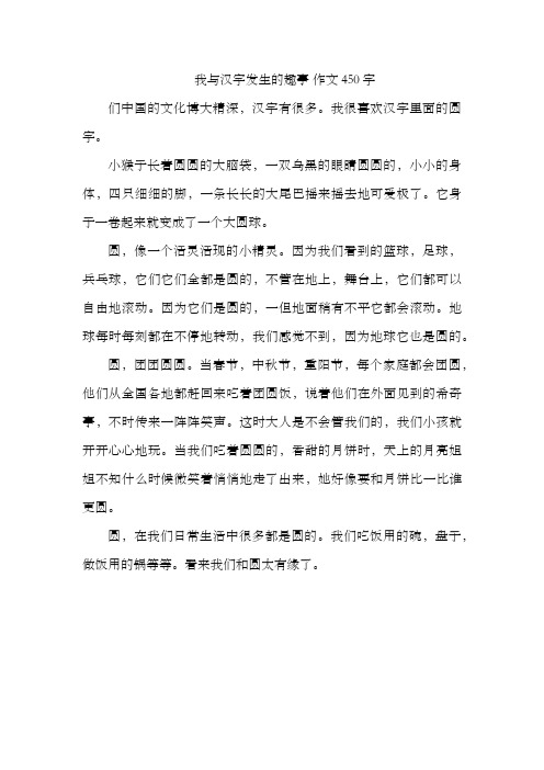 我与汉字发生的趣事 作文450字