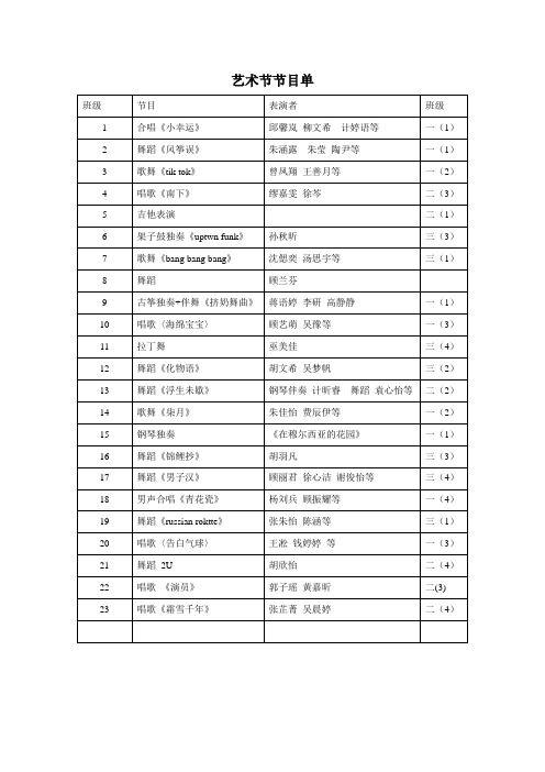 2017艺术节节目单