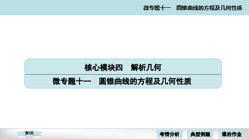 2020高考数学二轮微专题圆锥曲线的方程及几何性质考点考向考题(58张)