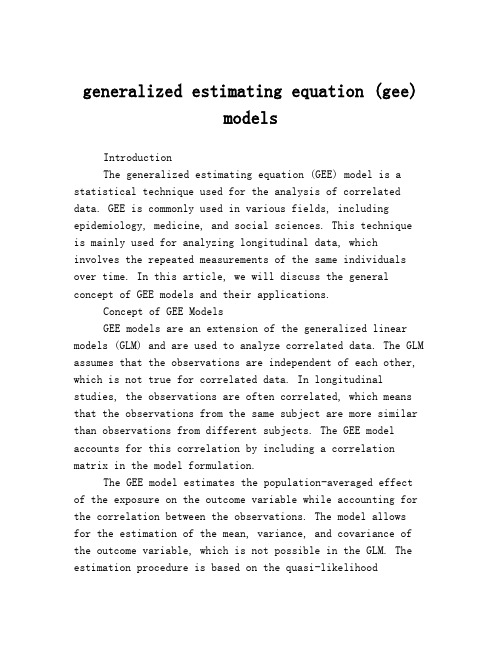 generalized estimating equation (gee) models