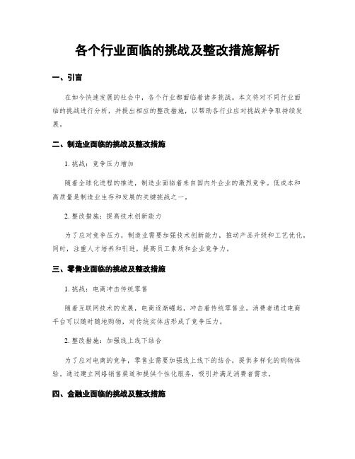 各个行业面临的挑战及整改措施解析