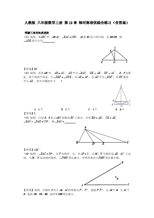 人教版 八年级数学上册 第13章 轴对称培优综合练习(含答案)