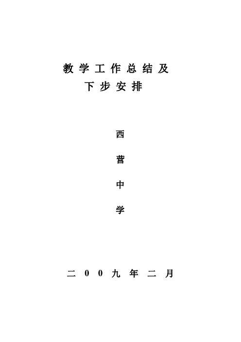 教学工作亮点总结及下步安排2009.2.6