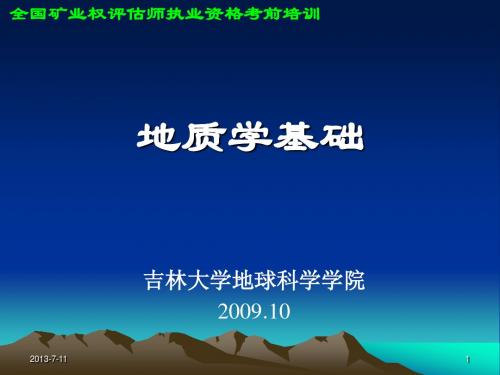 2009矿业权评估师资格考试地质学基础培训