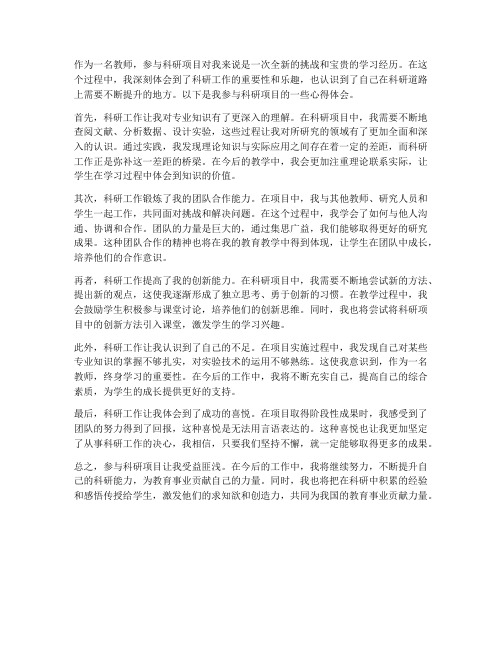 教师科研项目的心得体会