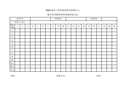 脚手架、扣件检测原始记录表