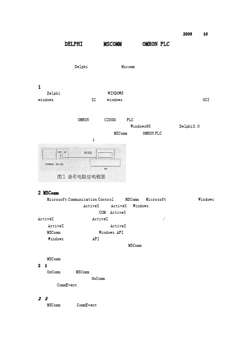 在DELPHI中使用MSCOMM控件对OMRON PLC进行监控