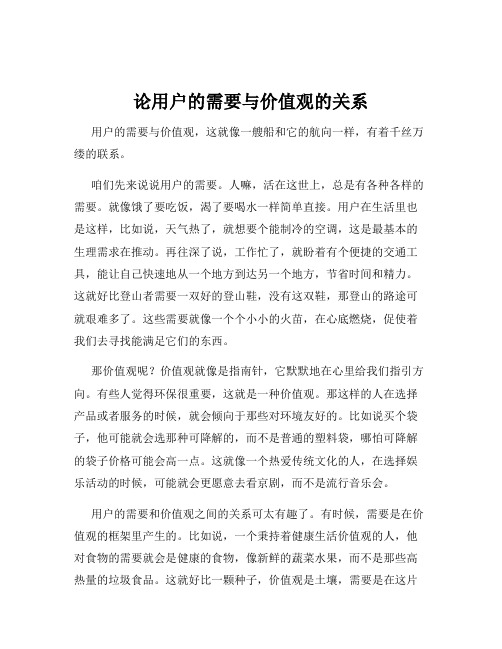 论用户的需要与价值观的关系