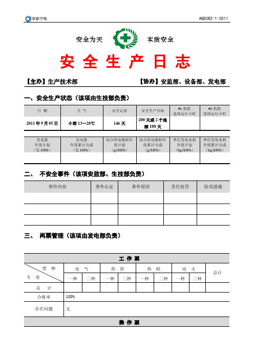 安全生产日志(格式)