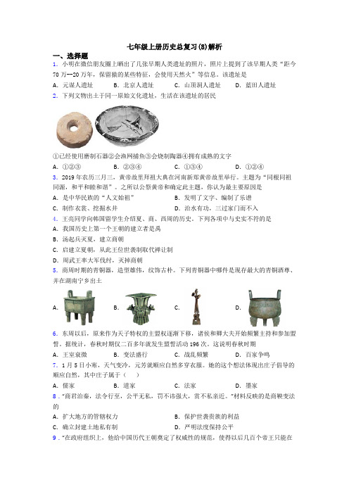 七年级上册历史总复习(8)解析