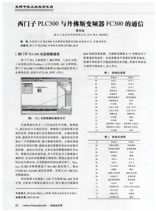 西门子PLC300与丹佛斯变频器FC300的通信