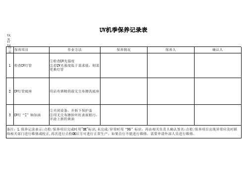 UV机季保养记录表