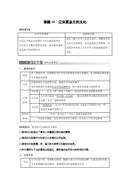 2023年高考历史一轮复习(部编版新高考) 第4讲 课题10 辽宋夏金元的文化