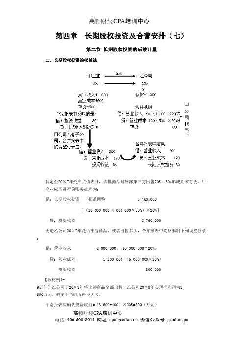 注会考试《会计》学习笔记-第四章长期股权投资及合营安排07