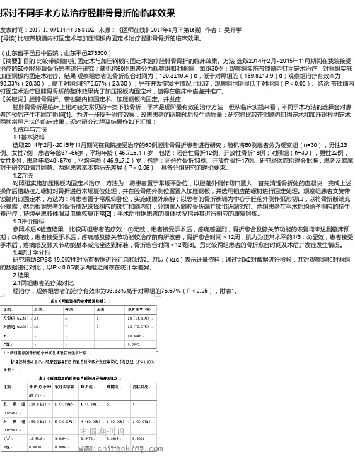 探讨不同手术方法治疗胫腓骨骨折的临床效果