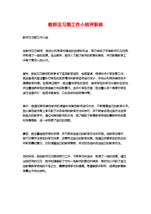 教师见习期工作小结评职称