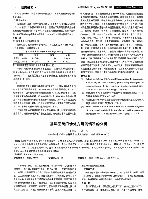 基层医院门诊处方用药情况的分析