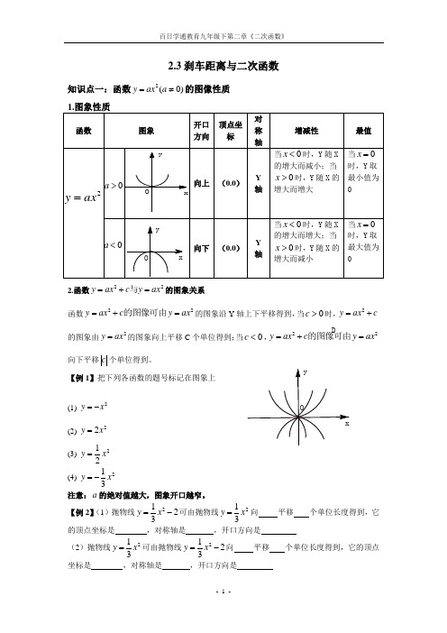 2.3刹车距离与二次函数