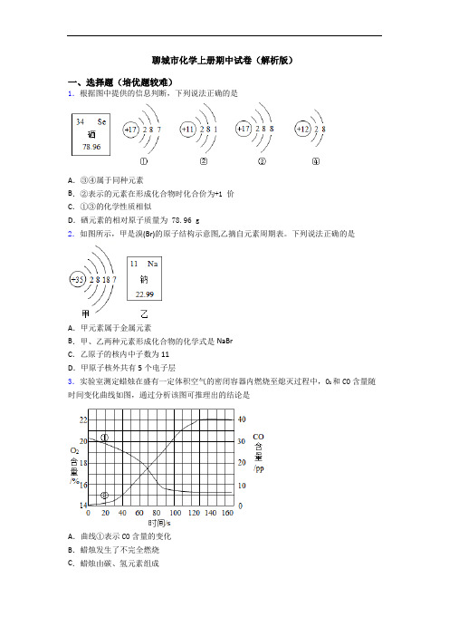 聊城市化学初三化学上册期中试卷(解析版)