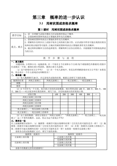 最新版初中数学教案《用树状图或表格求概率》精品教案(2022年创作)