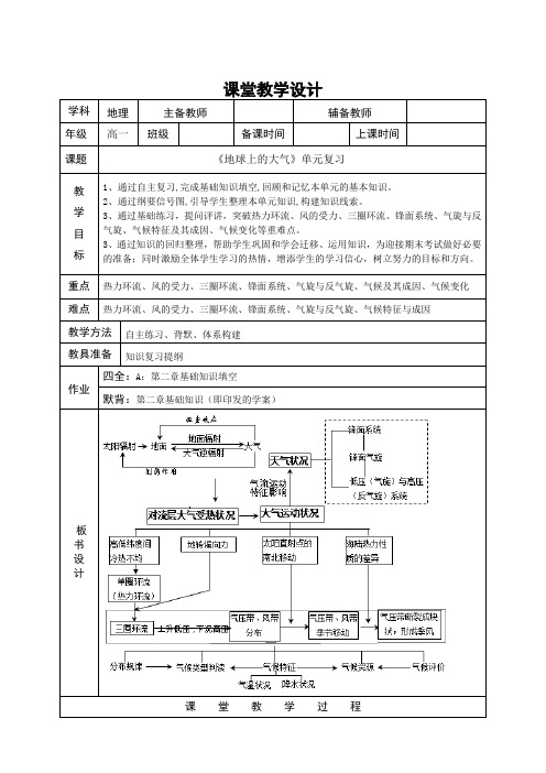 高一课堂教学设计《地球上的大气》单元复习.doc