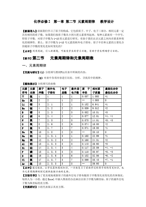 高中化学_元素周期律教学设计学情分析教材分析课后反思