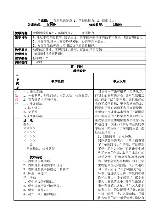 奔跑跳跃游戏1、单脚跳接力;2、迎面接力7