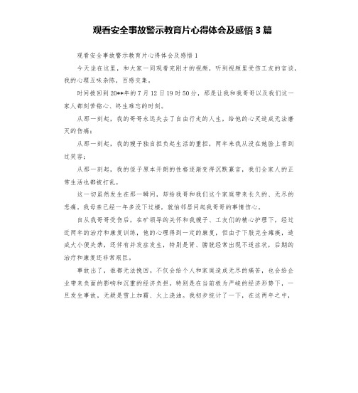 观看安全事故警示教育片心得体会及感悟3篇