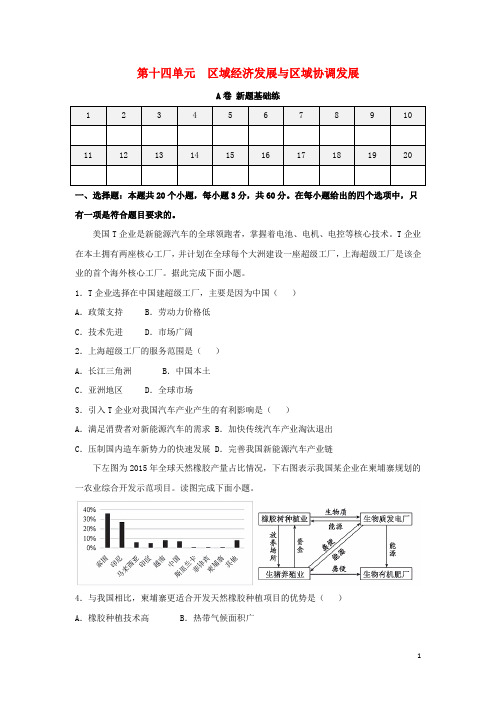 高考地理一轮复习双优单元滚动双测卷区域经济发展与区域协调发展A卷