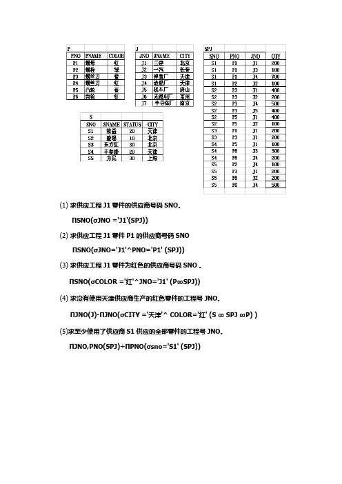 数据库 关系代数习题