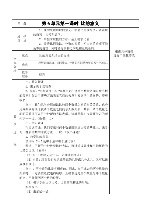 苏教版六年级下册第五单元教案