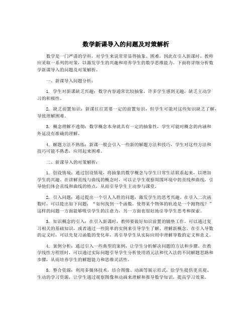 数学新课导入的问题及对策解析