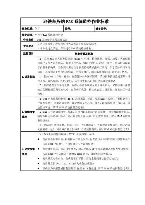 地铁车务站FAS系统监控作业标准