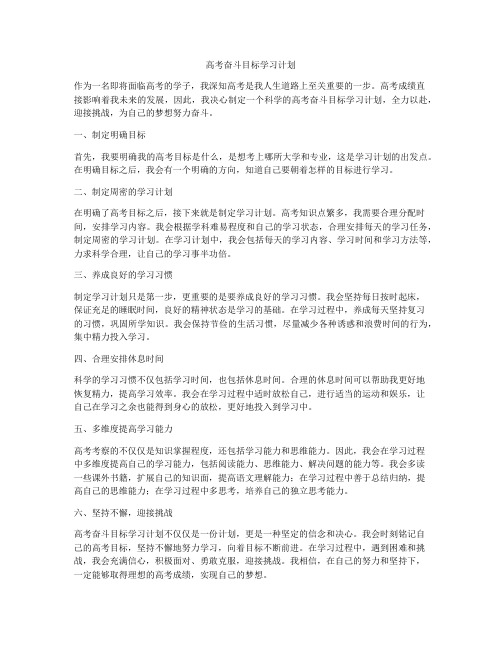 高考奋斗目标学习计划