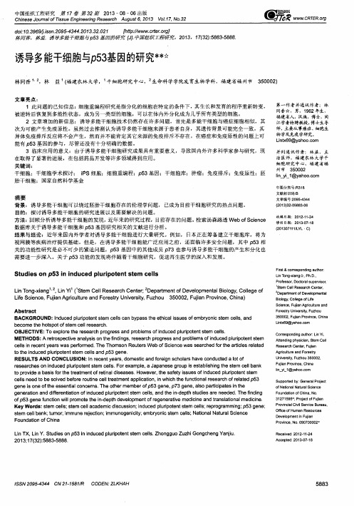 诱导多能干细胞与p53基因的研究