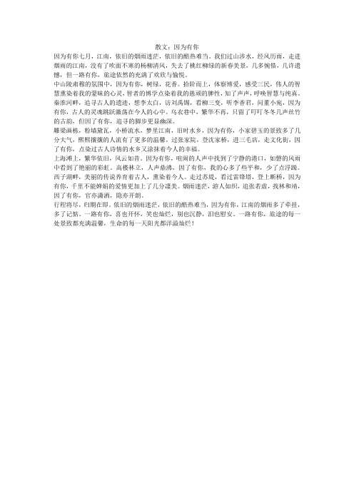散文:因为有你
