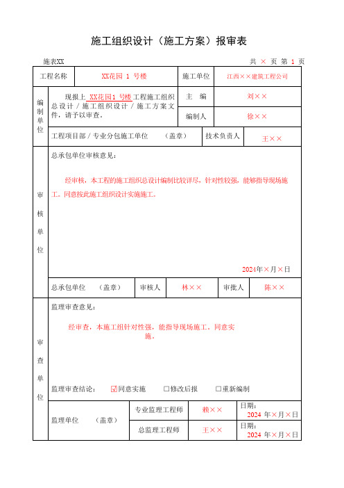 施工组织设计(施工方案)报审表