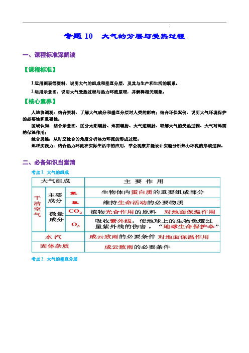 专题10  大气的分层与受热过程(精品讲义)-备战2023地理一轮复习全考点精讲练(浙江)(解析版)