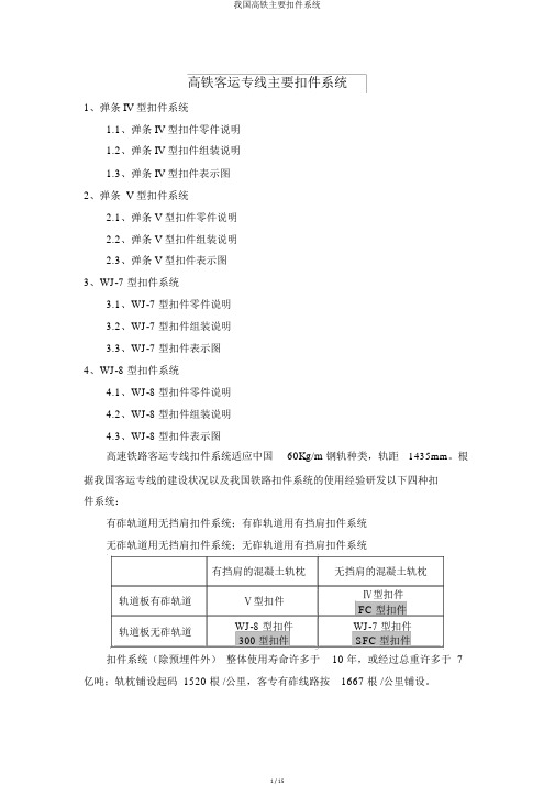 我国高铁主要扣件系统