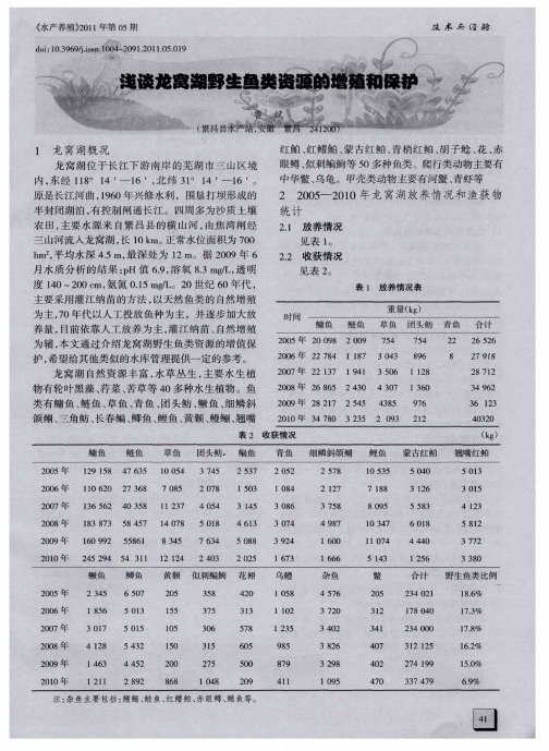 浅谈龙窝湖野生鱼类资源的增殖和保护